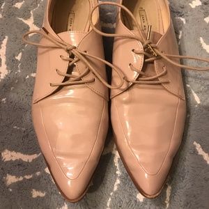 Zara Pink Patten Pointed Oxfords